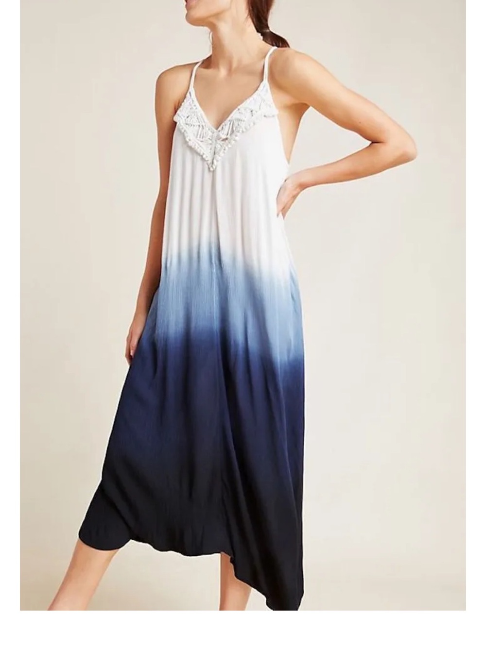 Anthropologie Pippa Dip Dyed Ombré dress with crochet detail